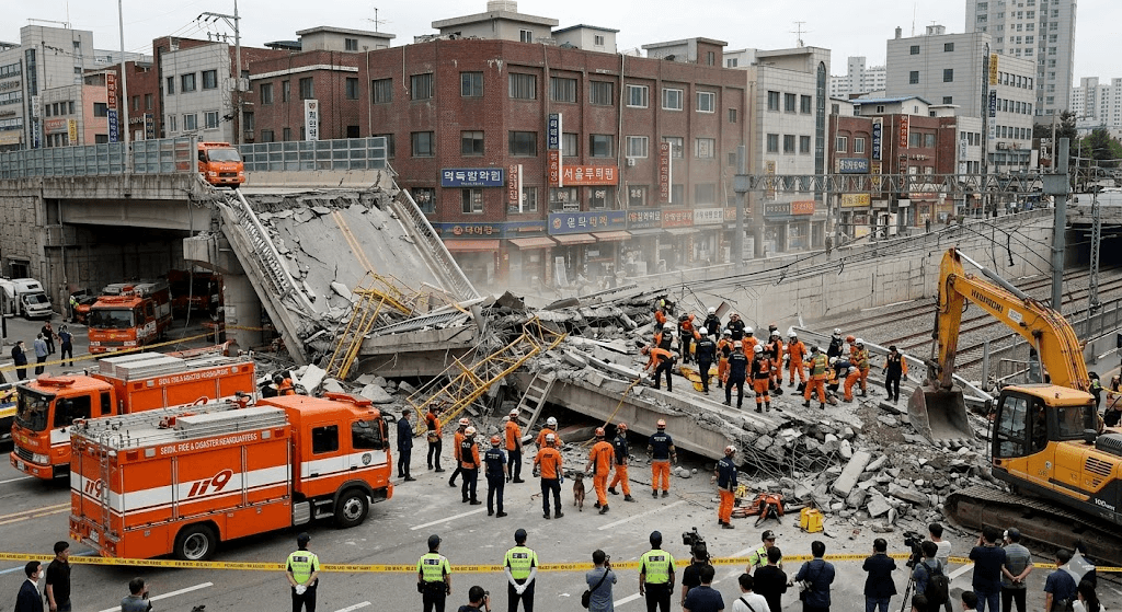 Tragedy in Seoul: Overpass Collapses During Demolition, Killing 3 and Injuring 3