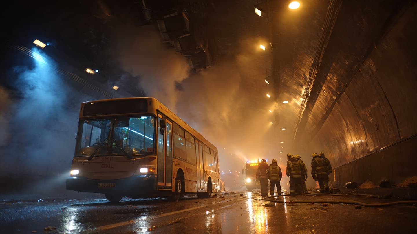 Smoke Filled the Tunnel Where Movement Usually Flows