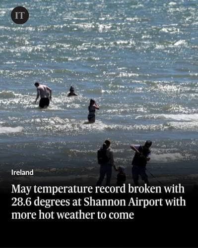 May Maximum Air Temperature Record Broken for Ireland at 28.6°C