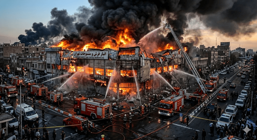 Inferno Near Qiyam Square: Massive Blaze Devastates Tehran Carpet Warehouse Inferno Near Qiyam Square: Massive Blaze Devastates Tehran Carpet Warehouse
