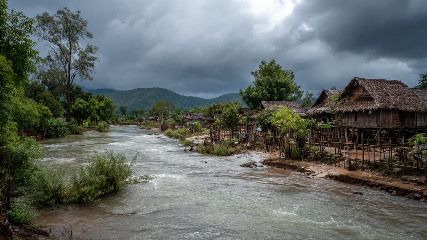 Between Dark Monsoon Currents and Fragile Wooden Homes, Southern Laos Faced Growing Flood Risks Recently