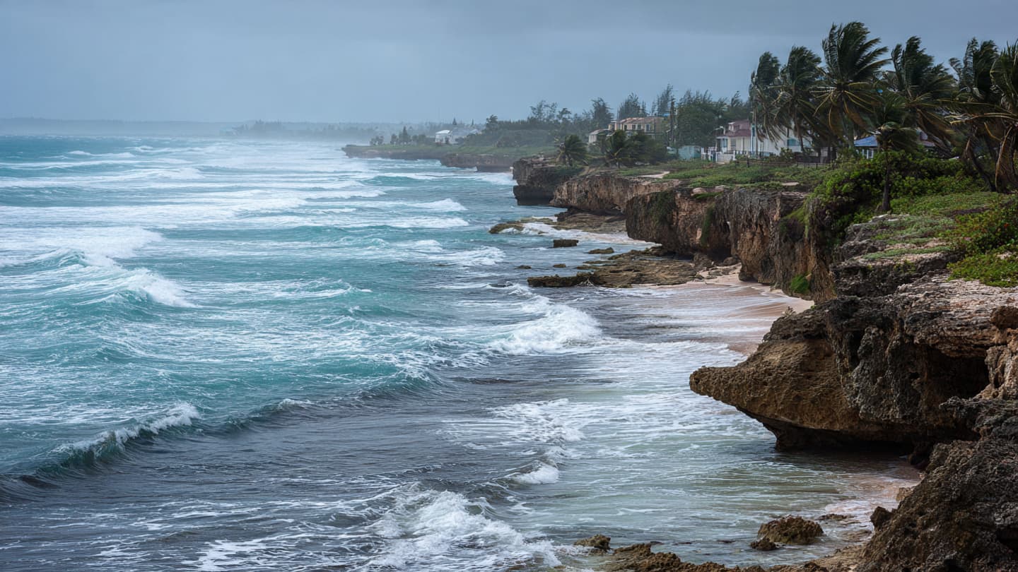 Along Barbados Shorelines, Relentless Surf Slowly Reshaped Beaches Beneath Heavy Caribbean Skies Recently