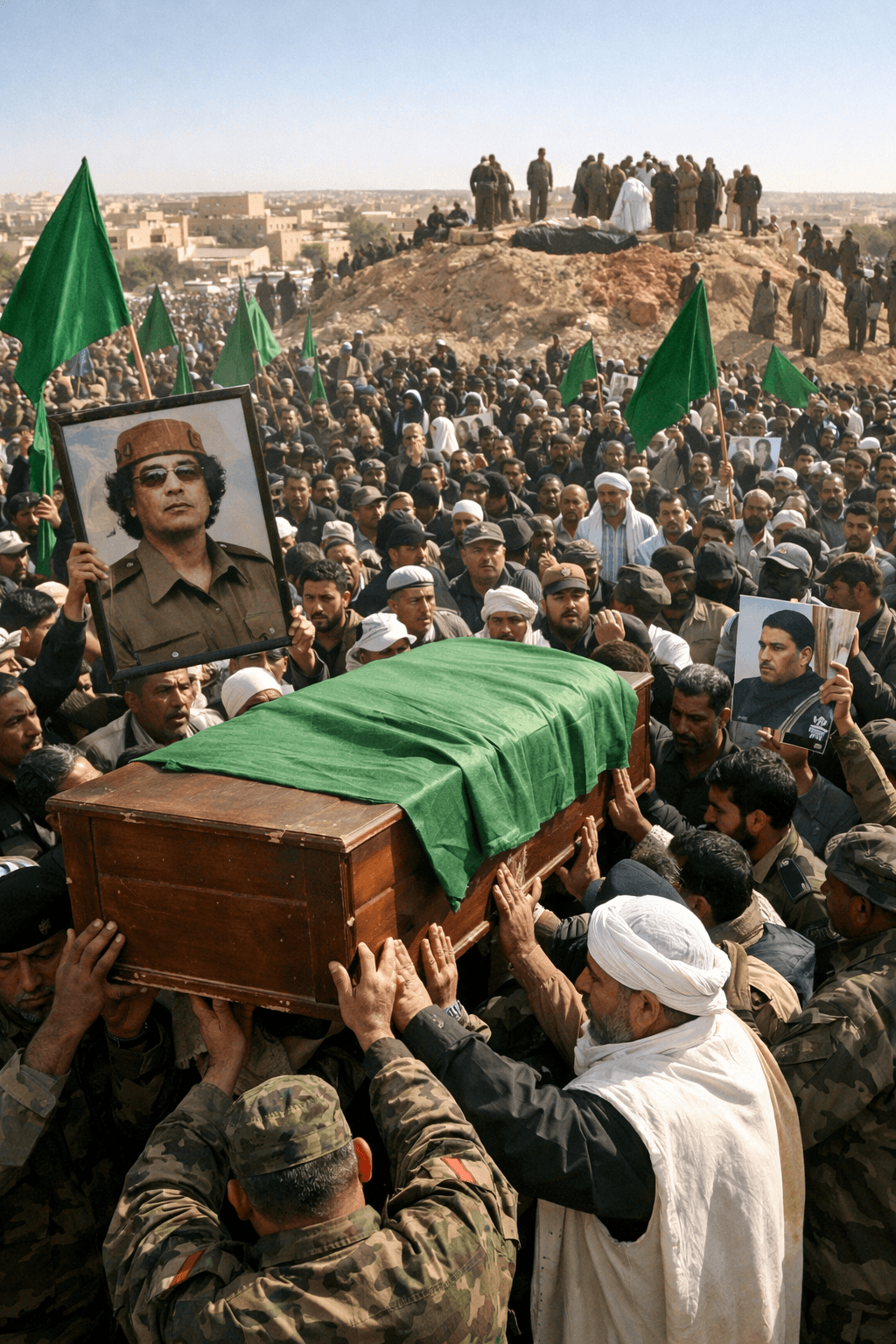 Massive Crowd Attends Saif al-Islam Gaddafi’s Funeral in Bani Walid Following Assassination Massive Crowd Attends Saif al-Islam Gaddafi’s Funeral in Bani Walid Following Assassination