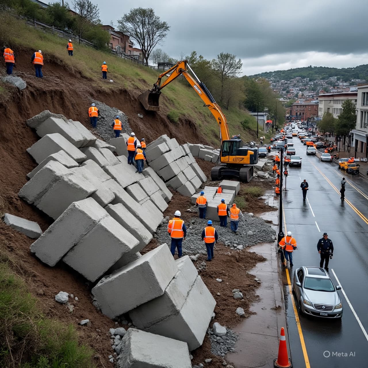 The Long Descent: A Truck, Eleven Vehicles, and Concrete Blocks Scattered Across the Road The Long Descent: A Truck, Eleven Vehicles, and Concrete Blocks Scattered Across the Road