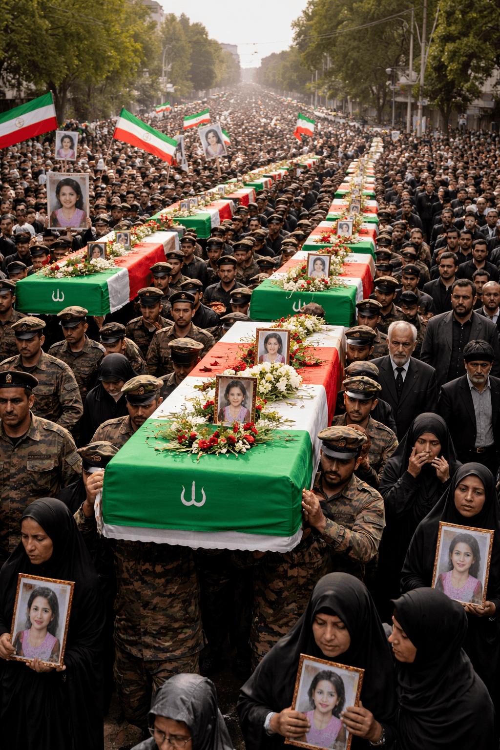Iran Holds Mass Funeral for 165 Victims of Deadly School Strike in Minab Iran Holds Mass Funeral for 165 Victims of Deadly School Strike in Minab