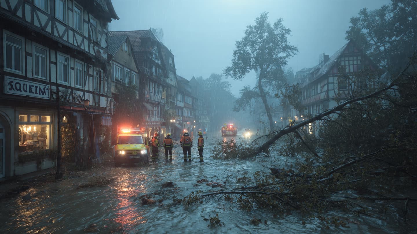 Between Broken Rooftops And Empty Harbors, Northern Germany Waited Through Another Violent Storm Recently