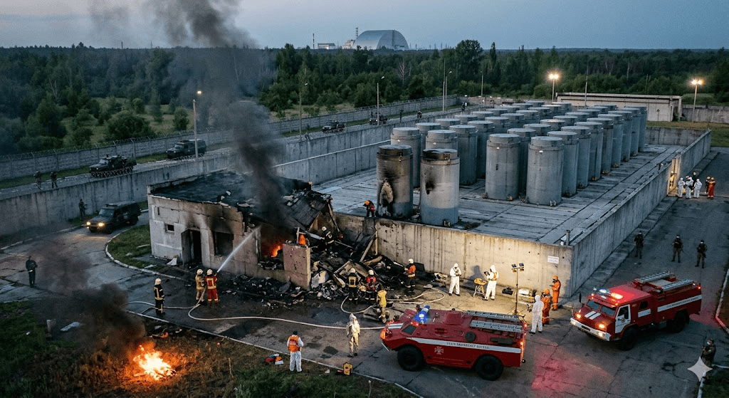 Nuclear Terror: Russian Drone Strikes Centralized Spent Fuel Storage Facility in Chornobyl Exclusion Zone Nuclear Terror: Russian Drone Strikes Centralized Spent Fuel Storage Facility in Chornobyl Exclusion Zone