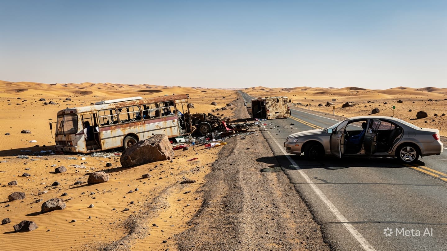 Two Dead, Multiple Injured: Head-On Crash Involving Tourist Bus Rocks Jordan Desert Highway Today Two Dead, Multiple Injured: Head-On Crash Involving Tourist Bus Rocks Jordan Desert Highway Today