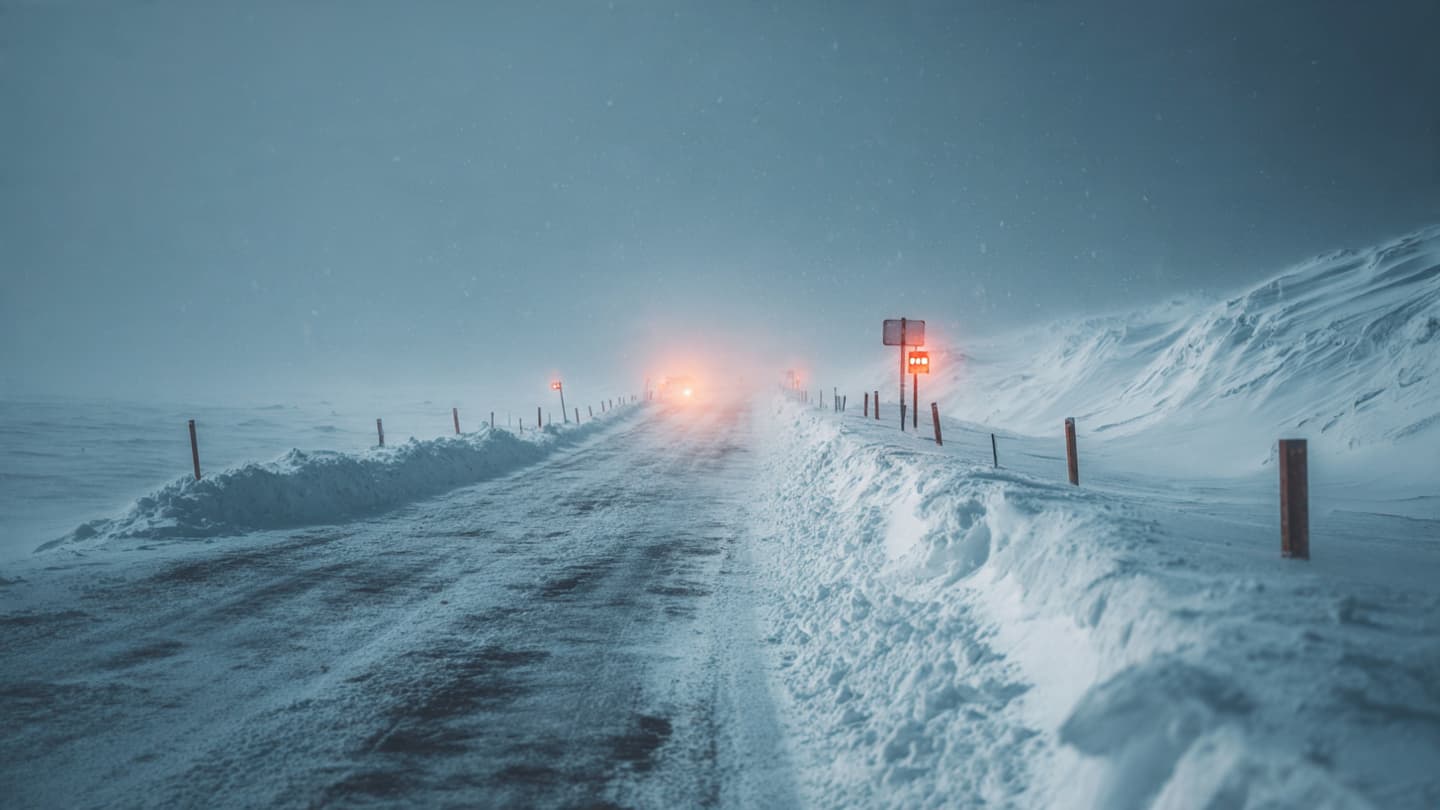Along Iceland’s Isolated Interior Roads, Blizzard Winds Reshape Familiar Routes Beneath Endless Winter Skies Tonight