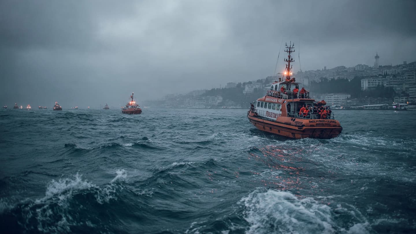 Beneath Gray Bosphorus Skies, Istanbul Ferries Collide During Another Crowded Crossing This Week Again