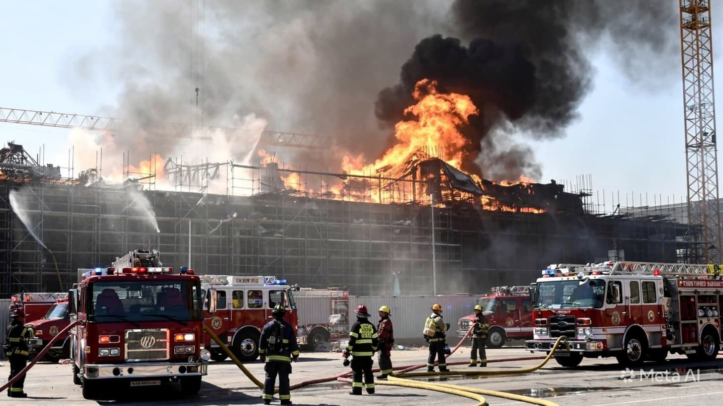 Between Construction Towers And Sudden Flames, Tragedy Interrupts Daily Labor