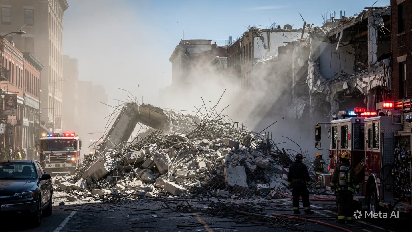Spanish Building Collapse: Two Individuals Trapped as First Responders Clear Massive Concrete Debris Field
