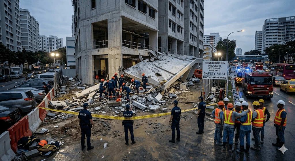 Tragedy in Upper Paya Lebar: Site Supervisor Killed in Concrete Canopy Collapse