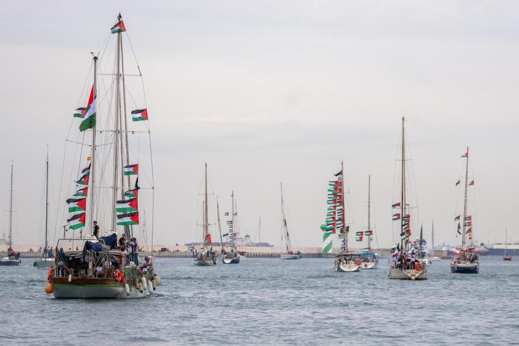 Flotilla Carrying Activists and Aid for Palestinians in Gaza Sets Sail from Spain Flotilla Carrying Activists and Aid for Palestinians in Gaza Sets Sail from Spain