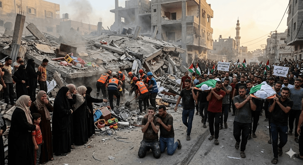 Bloodshed on Nakba Day: 7 Killed in Gaza as Israeli Strike Targets Hamas Operative