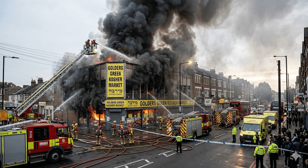 Fire Crews Battle Major Blaze at Golders Green Jewish Supermarket