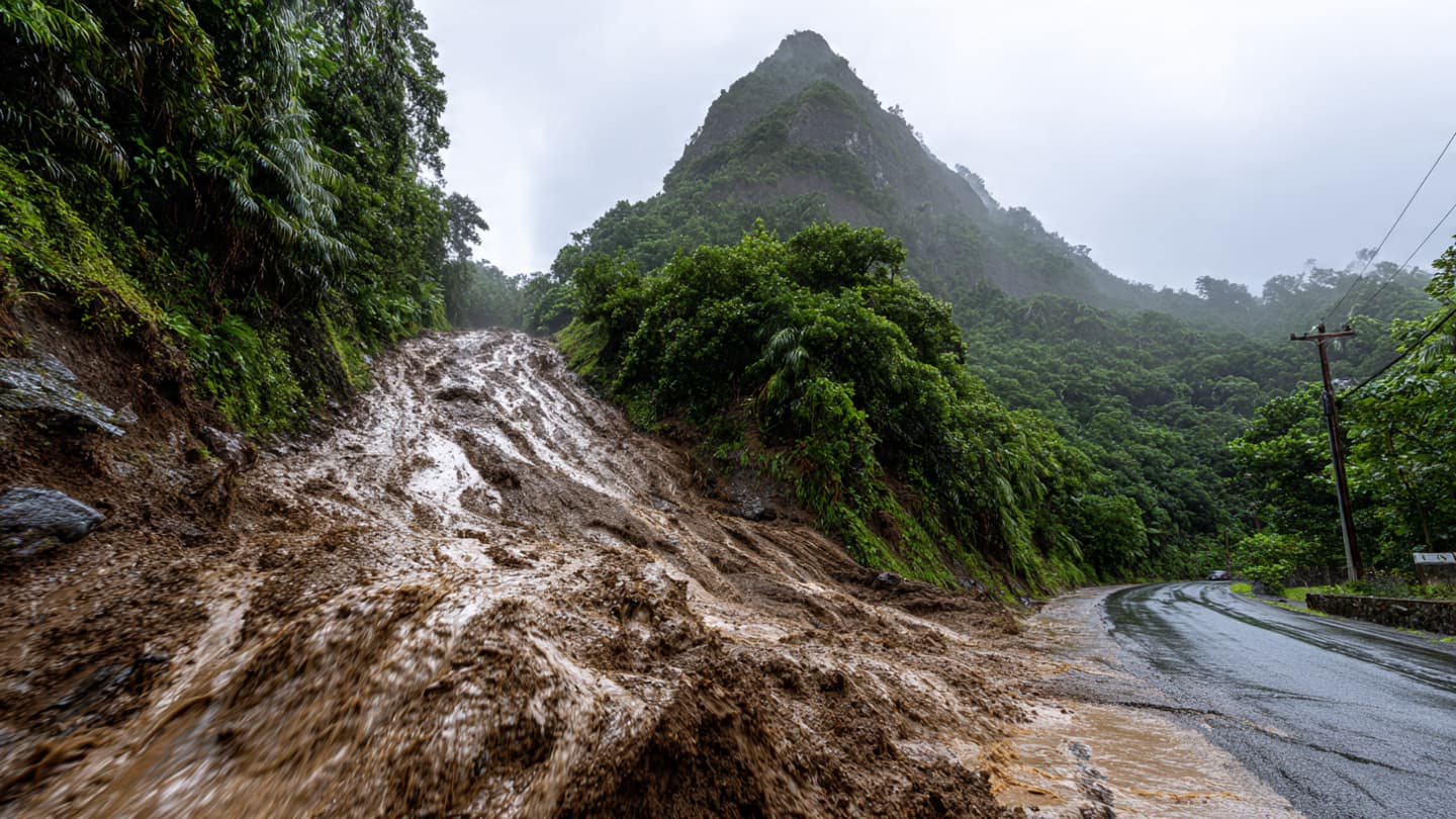 Beneath Heavy Tropical Rainfall, Saint Lucia Roads Vanished Under Slow Moving Earth And Silence