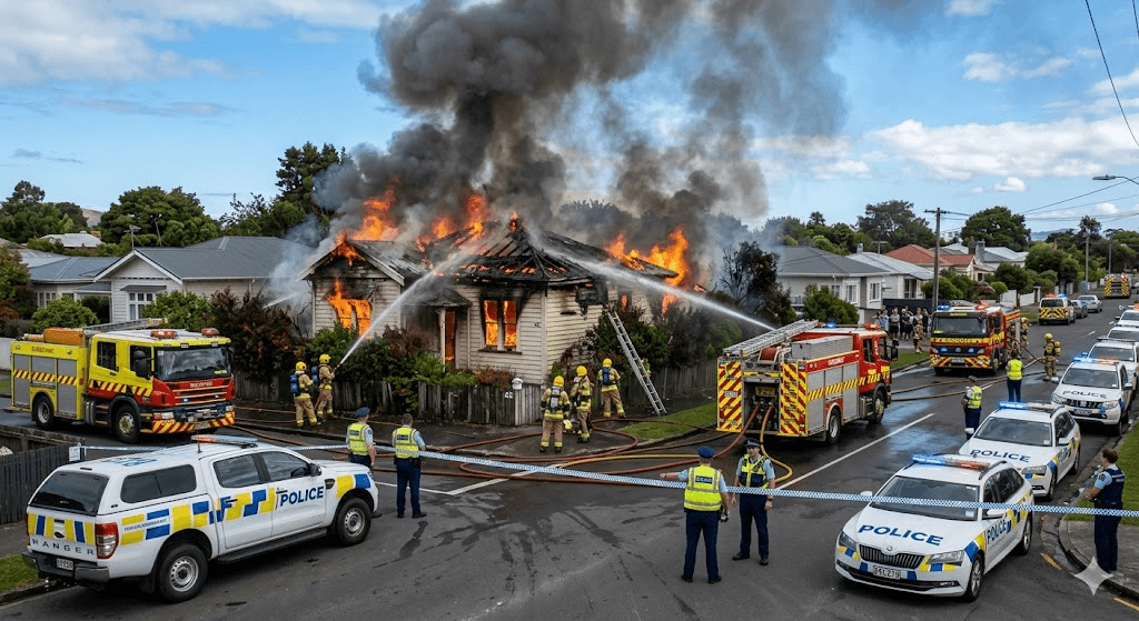 Blaze in Gisborne: Massive Emergency Response as Home Goes Up in Flames Blaze in Gisborne: Massive Emergency Response as Home Goes Up in Flames