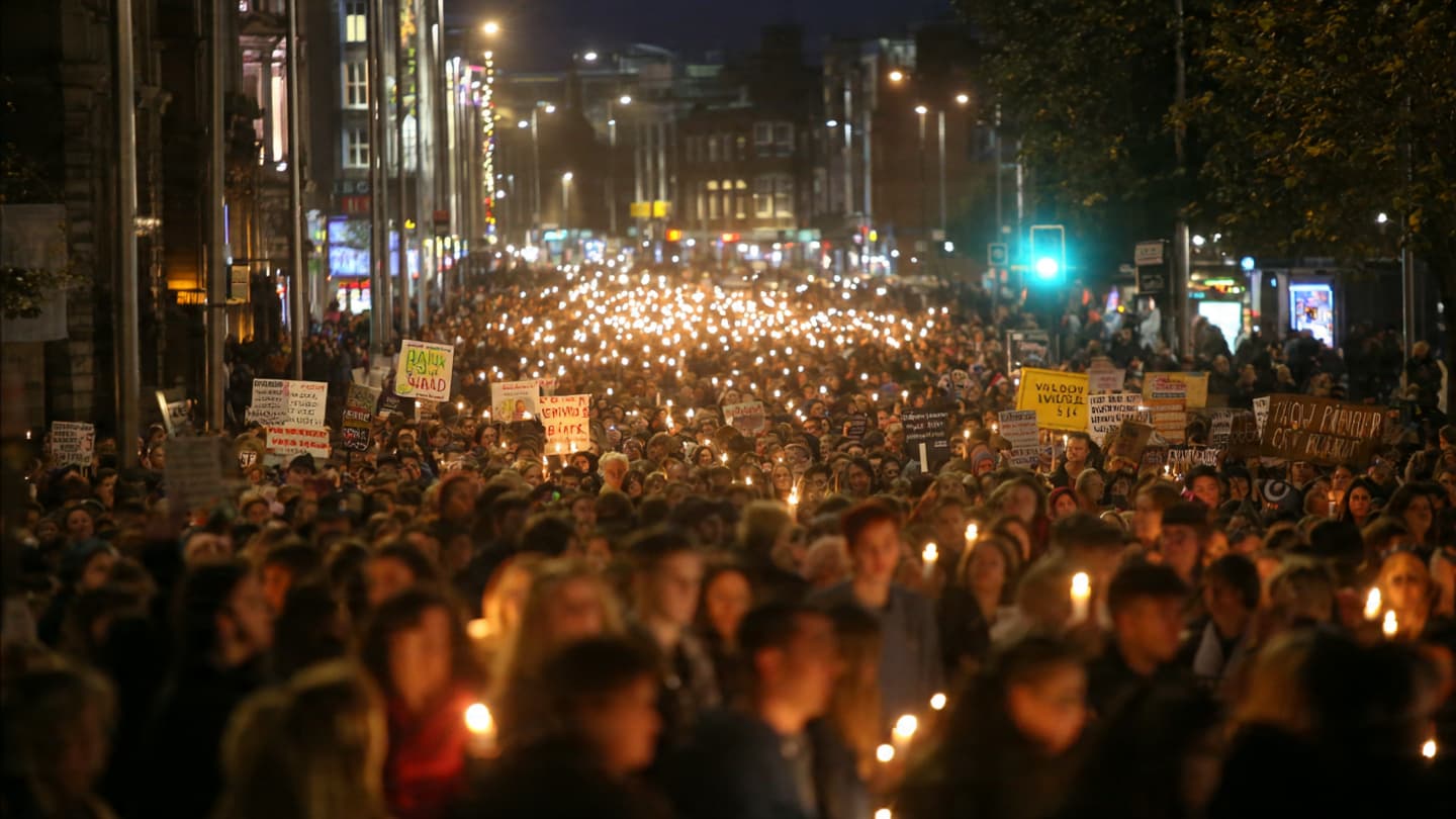 On Dublin’s Streets, Grief and Anger Gather Beneath a Familiar Global Question