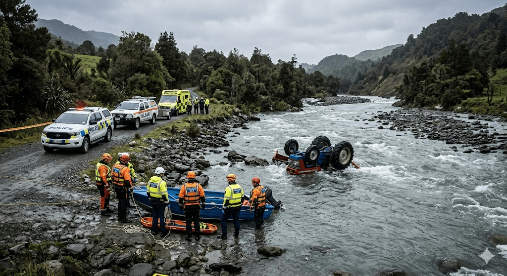 Tragedy on the West Coast: Body Recovered After Tractor Overturns in Rough River Tragedy on the West Coast: Body Recovered After Tractor Overturns in Rough River