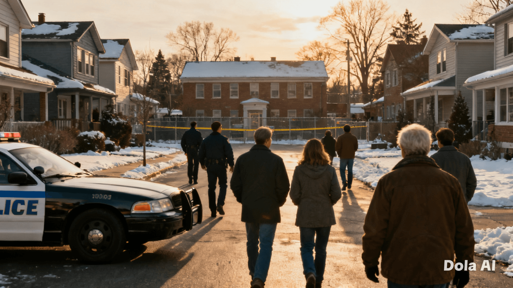 “Suspended Moments: Neighbors Leave Their Homes While Police Stand Watch” “Suspended Moments: Neighbors Leave Their Homes While Police Stand Watch”