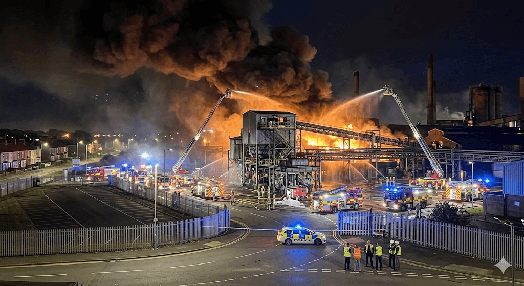 Massive Inferno Rips Through Tata Steel Plant in Port Talbot Massive Inferno Rips Through Tata Steel Plant in Port Talbot