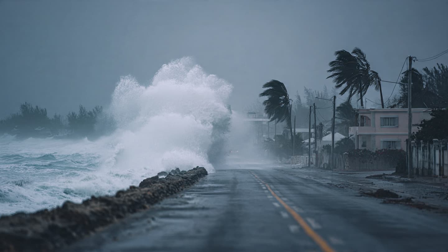 Along Barbados Shorelines, Rough Seas Pressed Quietly Against Coastal Roads Beneath Darkening Caribbean Clouds Yesterday