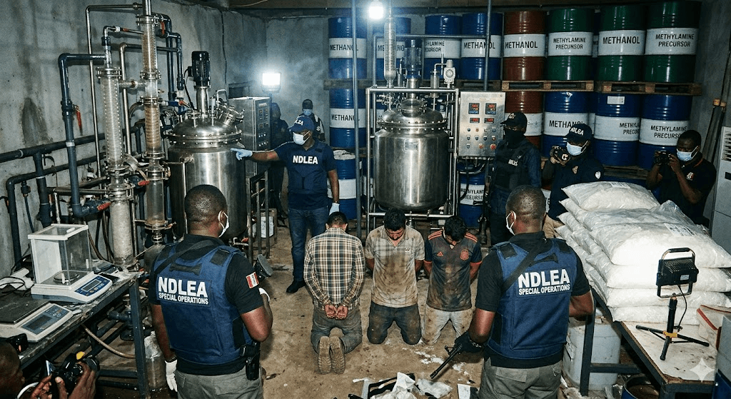 Nigeria Dismantles Industrial-Scale Meth Lab; 10 Arrested in Record-Breaking Bust
