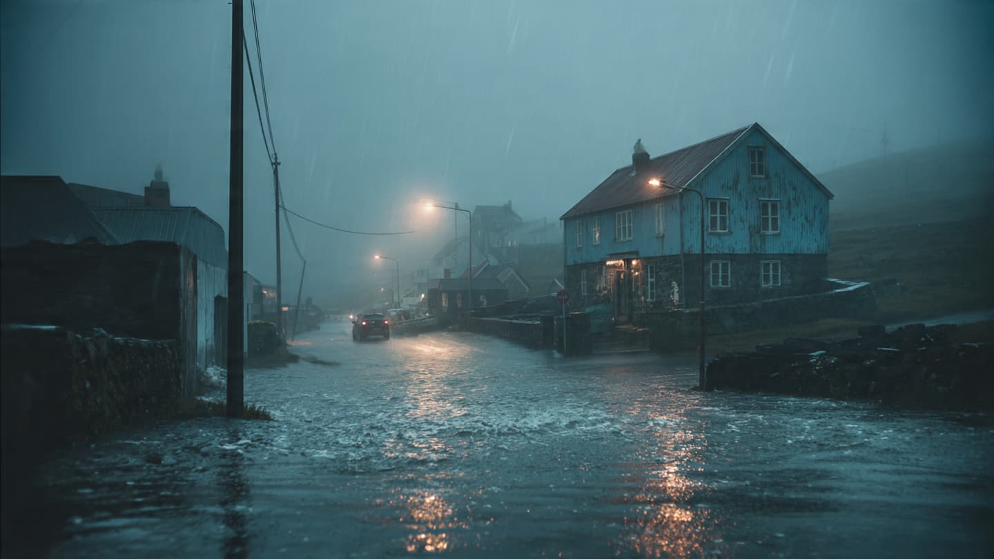 Between Atlantic Storm Clouds and Rising Waterways, Faroe Islanders Navigate Another Difficult Weather-Worn Day Quietly