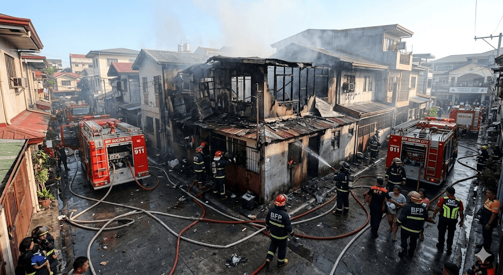 Blaze Erupts in Quezon City: Firefighters Battle Intense Flames in Kamias