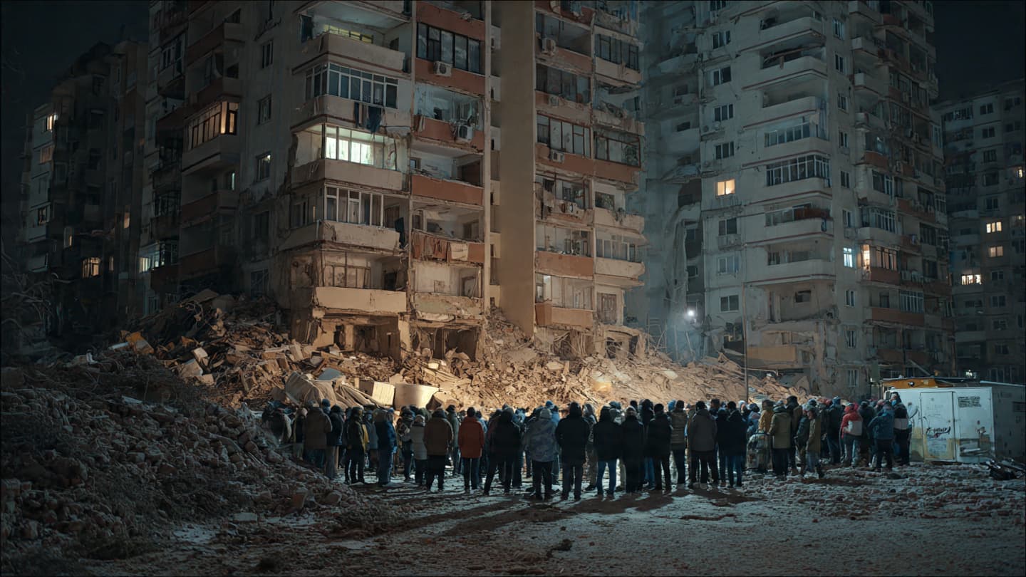 Across Shaking Streets and Dark Apartment Blocks, Residents Wait Quietly Beneath The Open Sky Tonight Again
