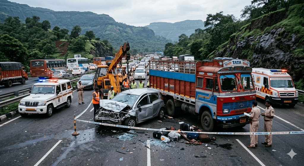 Tragedy on the Expressway: 2 Killed in Devastating Mumbai-Pune Crash Tragedy on the Expressway: 2 Killed in Devastating Mumbai-Pune Crash