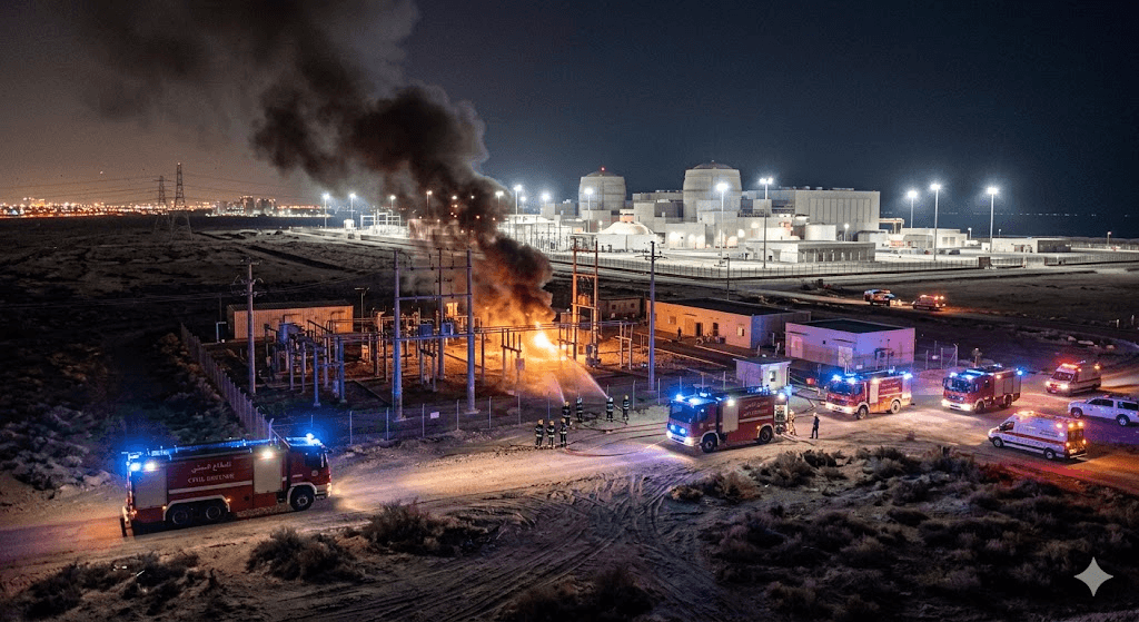 Security Alert: Fire Blazes Near Major UAE Nuclear Facility Following Drone Strike