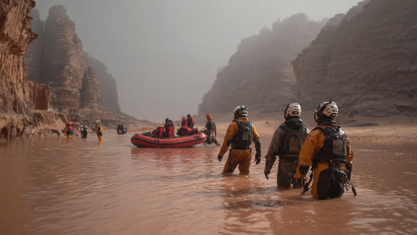Beneath Jordan’s Sudden Desert Storms, Rescue Teams Reached Tourists Trapped By Dangerous Floodwaters Recently Yesterday