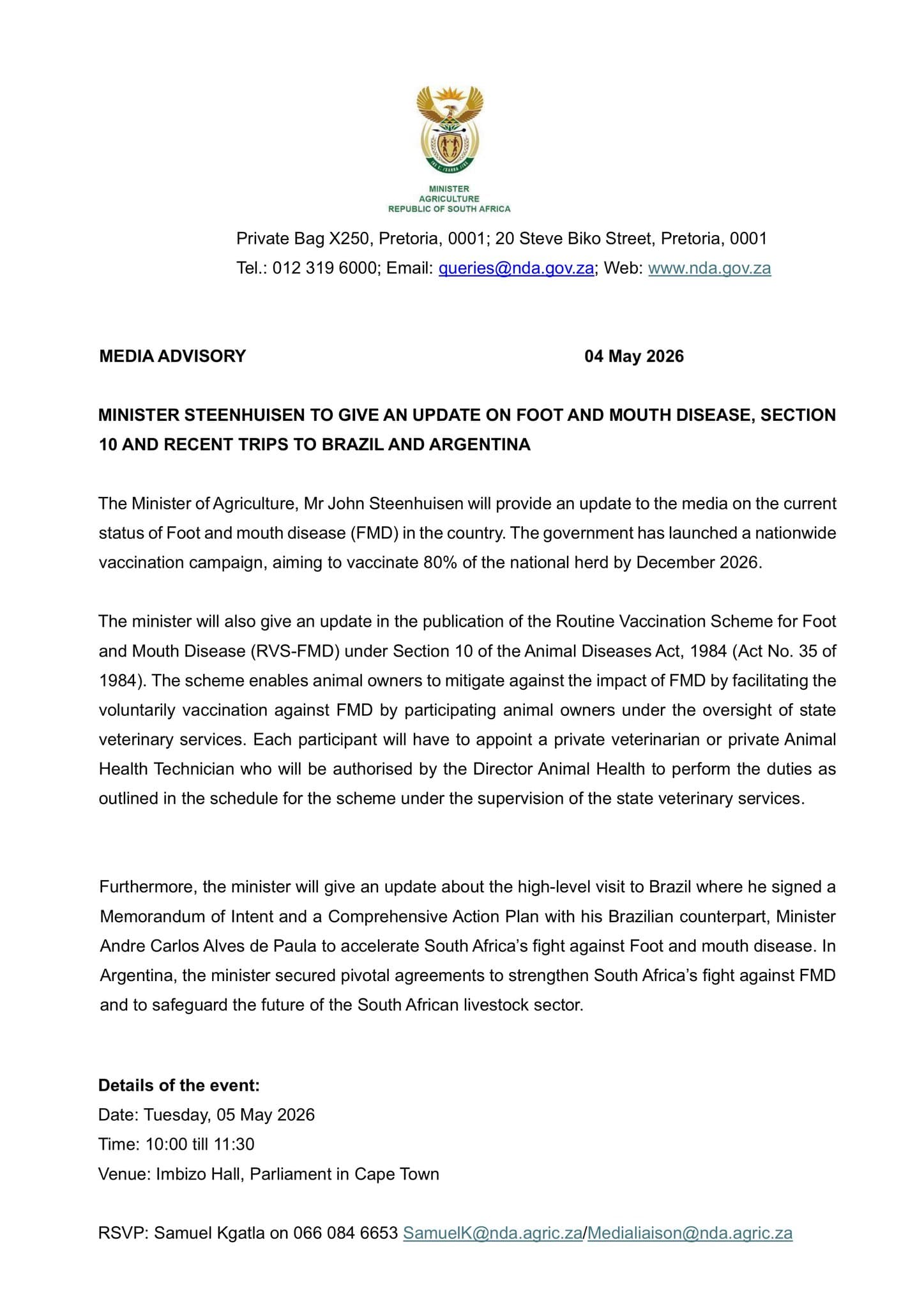SOUTH AFRICA ON ALERT: CRITICAL DISEASE UPDATE SET TO SHAKE AGRI MARKETS SOUTH AFRICA ON ALERT: CRITICAL DISEASE UPDATE SET TO SHAKE AGRI MARKETS