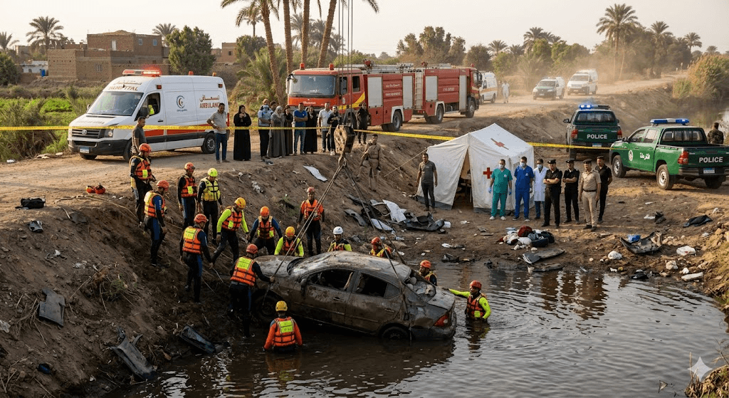 Tragedy on the Nile: Seven Members of the Same Family Killed After Car Plunges into Canal in Egypt Tragedy on the Nile: Seven Members of the Same Family Killed After Car Plunges into Canal in Egypt