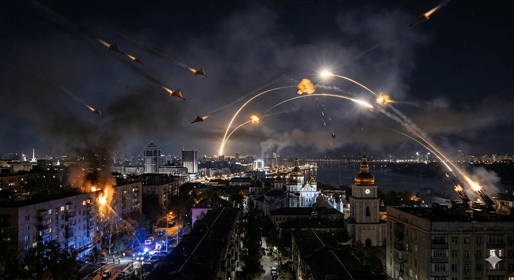 Midnight Skies Ablaze: Russia Unleashes Massive Drone Swarm Over Ukraine