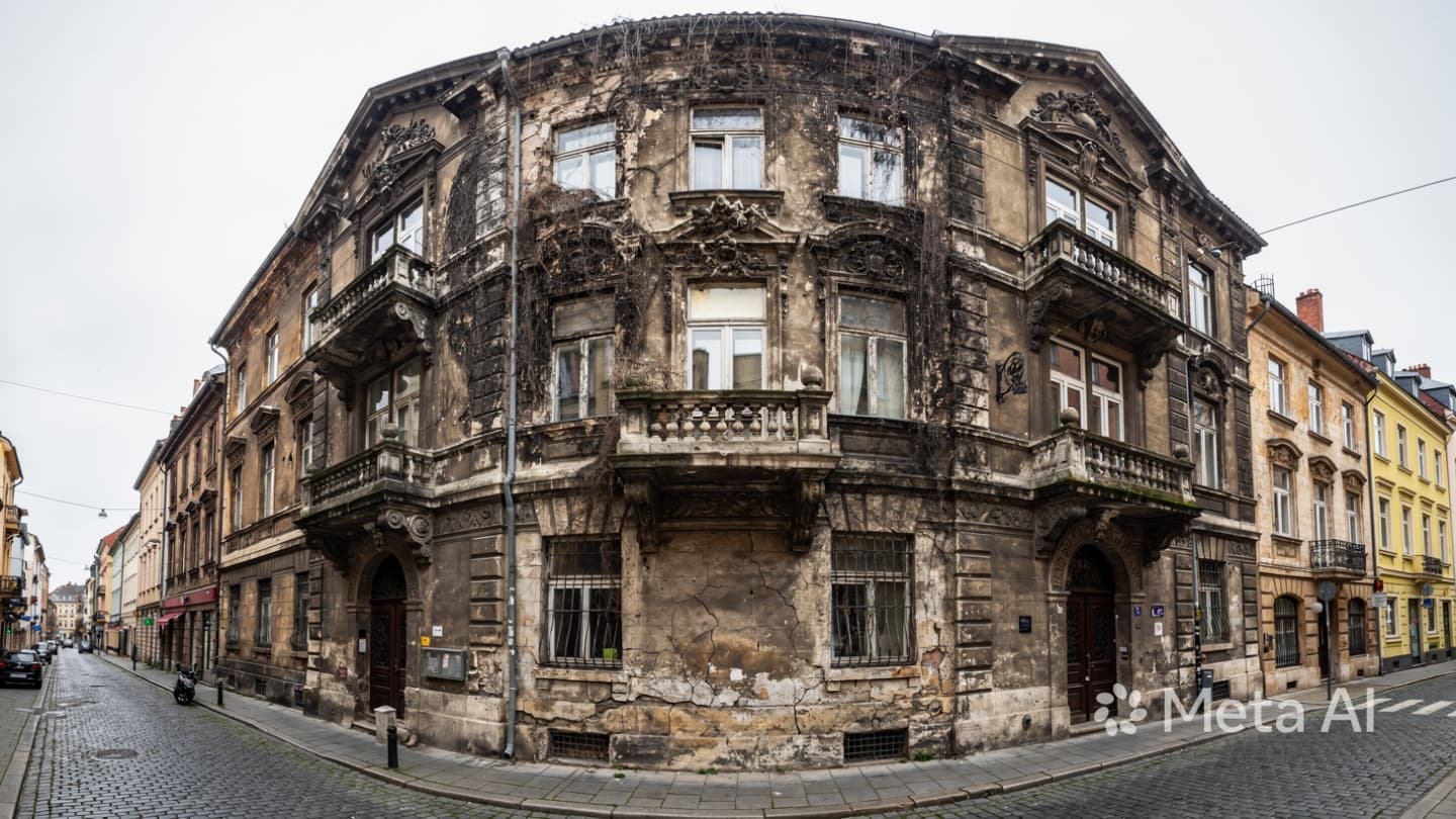 The Scars of Fire Upon the Timeless Stones of a Leipzig Street in the Morning The Scars of Fire Upon the Timeless Stones of a Leipzig Street in the Morning