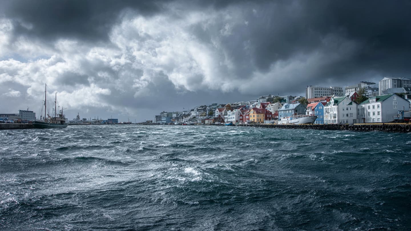 Between Dark Harbors and Bending Rooftops, Tórshavn Carries Another Night Of Heavy Winds Carefully Together