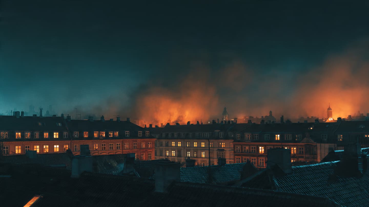Beneath Apartment Windows and Flashing Sirens, Fire Interrupted Copenhagen’s Quiet Residential Rhythm Yesterday Morning