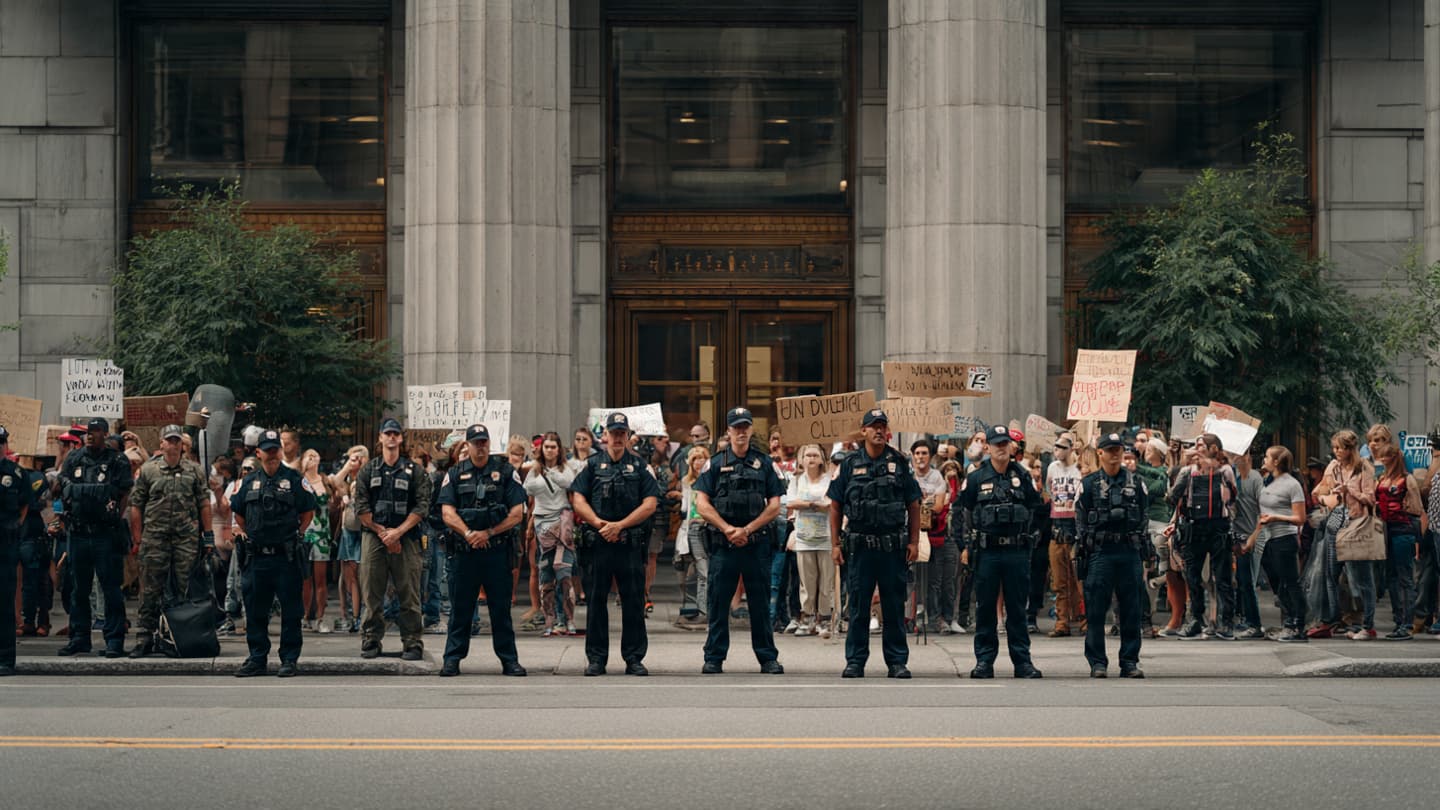 A Protest Outside Delaney Hall Reflected a Nation’s Divided Conversation