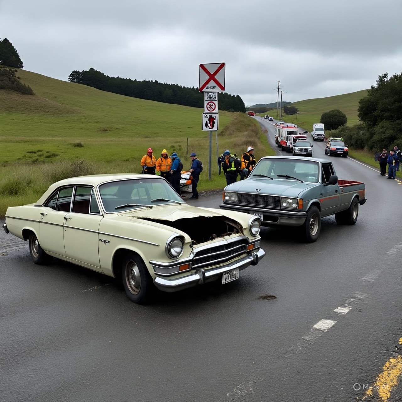 Between Fields and Highways: A Two-Vehicle Crash Brings Traffic to a Halt in Southland Between Fields and Highways: A Two-Vehicle Crash Brings Traffic to a Halt in Southland