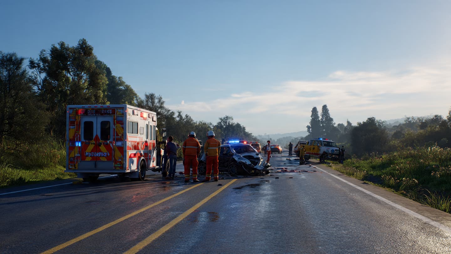 Beneath Gray Southern Skies and Flashing Sirens, Traffic Halted After Uruguay’s Fatal Road Collision Recently