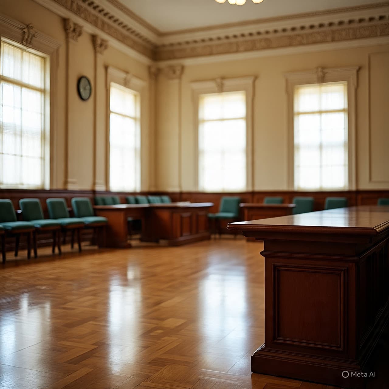 Time Held in Suspension, A Courtroom Awaits What Is Yet Unsaid Time Held in Suspension, A Courtroom Awaits What Is Yet Unsaid