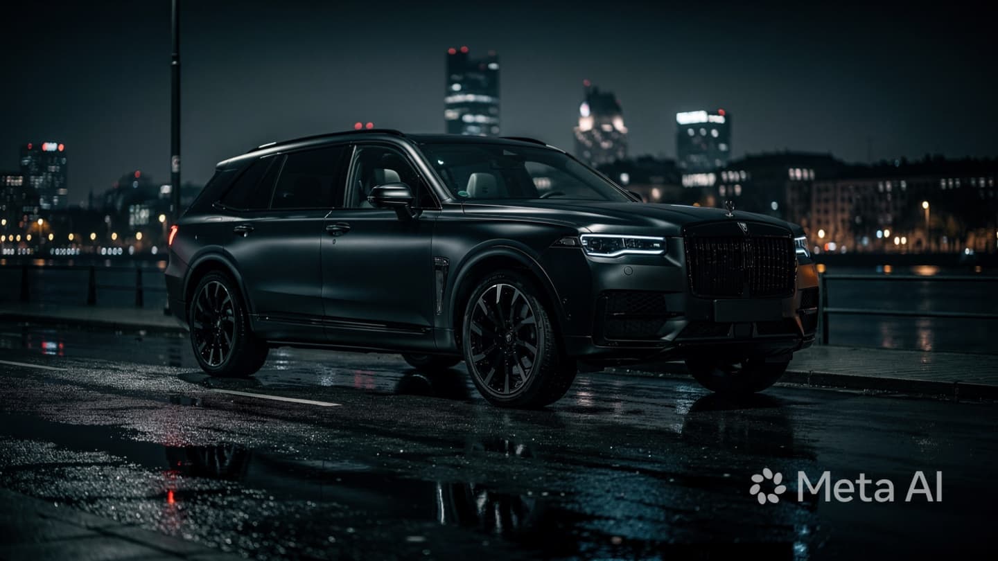 A Ghostly Caravan of Luxury Steel Moving Swiftly Through the Silent Urban Night A Ghostly Caravan of Luxury Steel Moving Swiftly Through the Silent Urban Night
