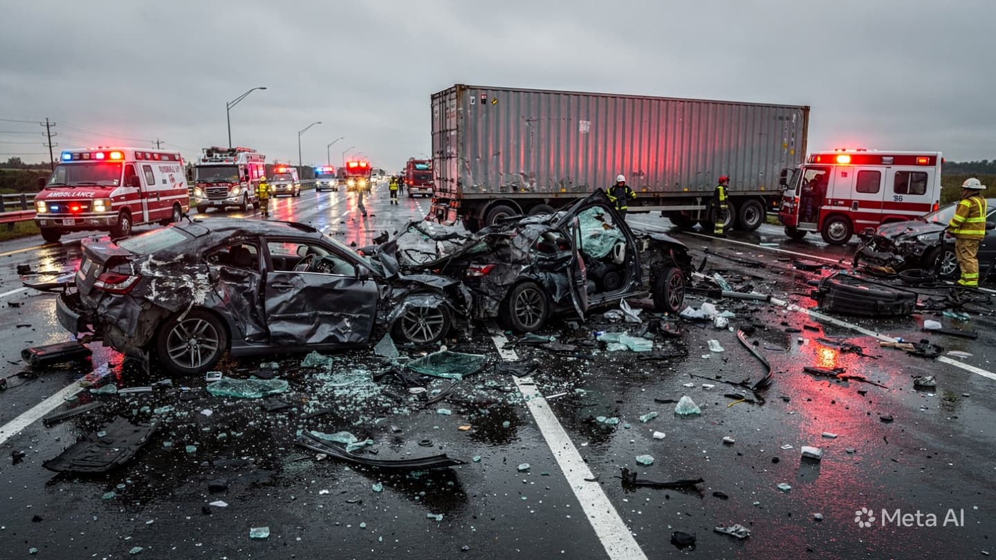 National Highway Disaster: Four Confirmed Dead After Chain-Reaction Collision Involving Trucks and Small Cars