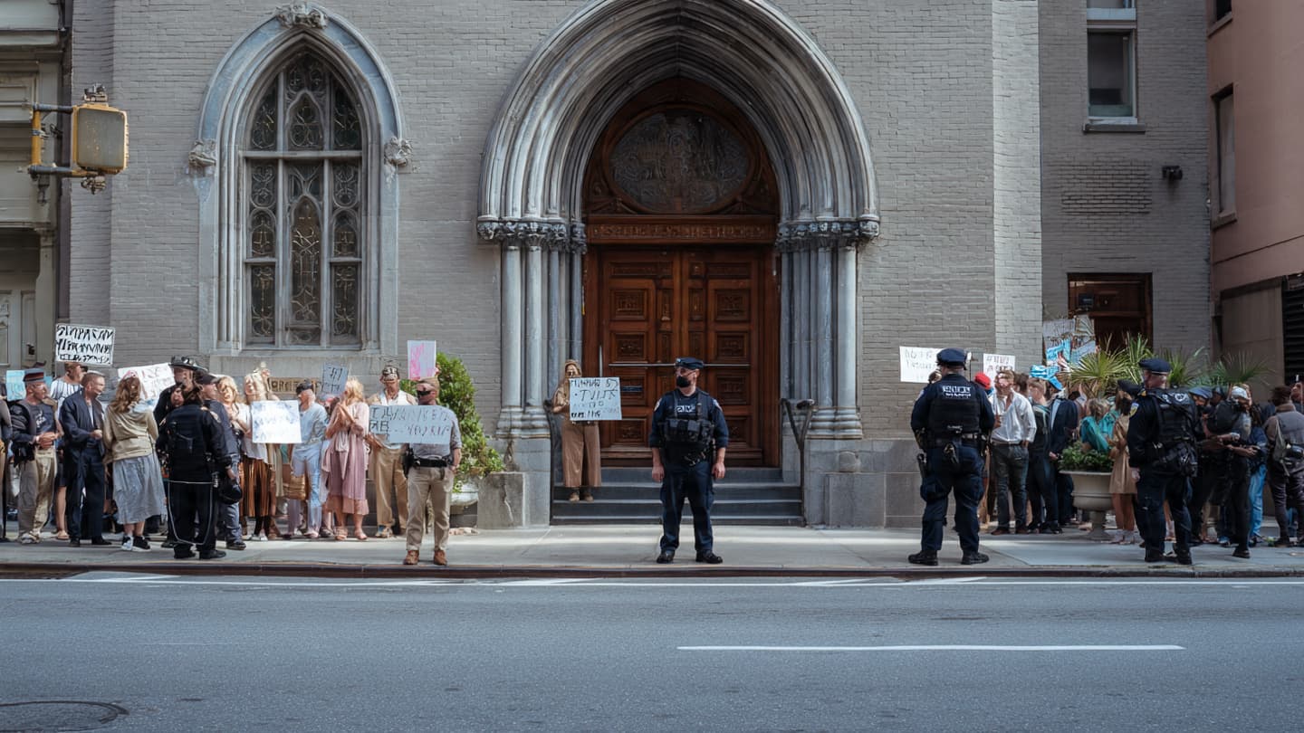 Where Voices Meet but Do Not Merge: A Street Outside a Synagogue Holds Two Worlds at Once