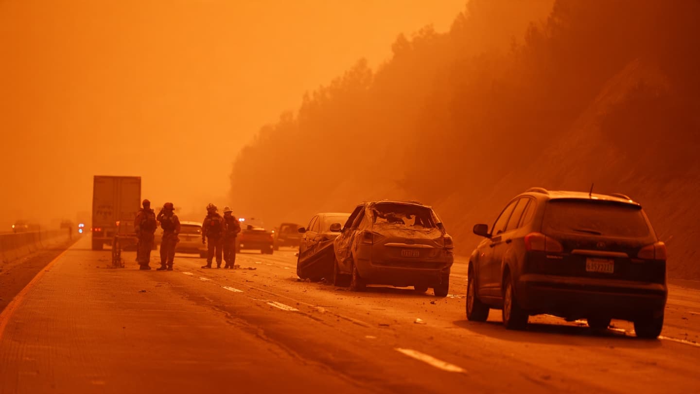 Smoke From the Hills Reached the Highway Below