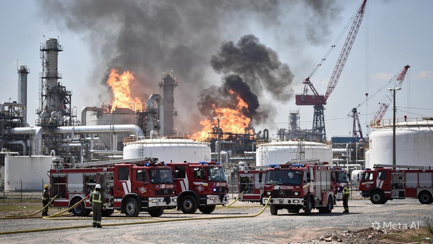 Between Industrial Towers And Open Skies, Fire Follows An Unexpected Attack