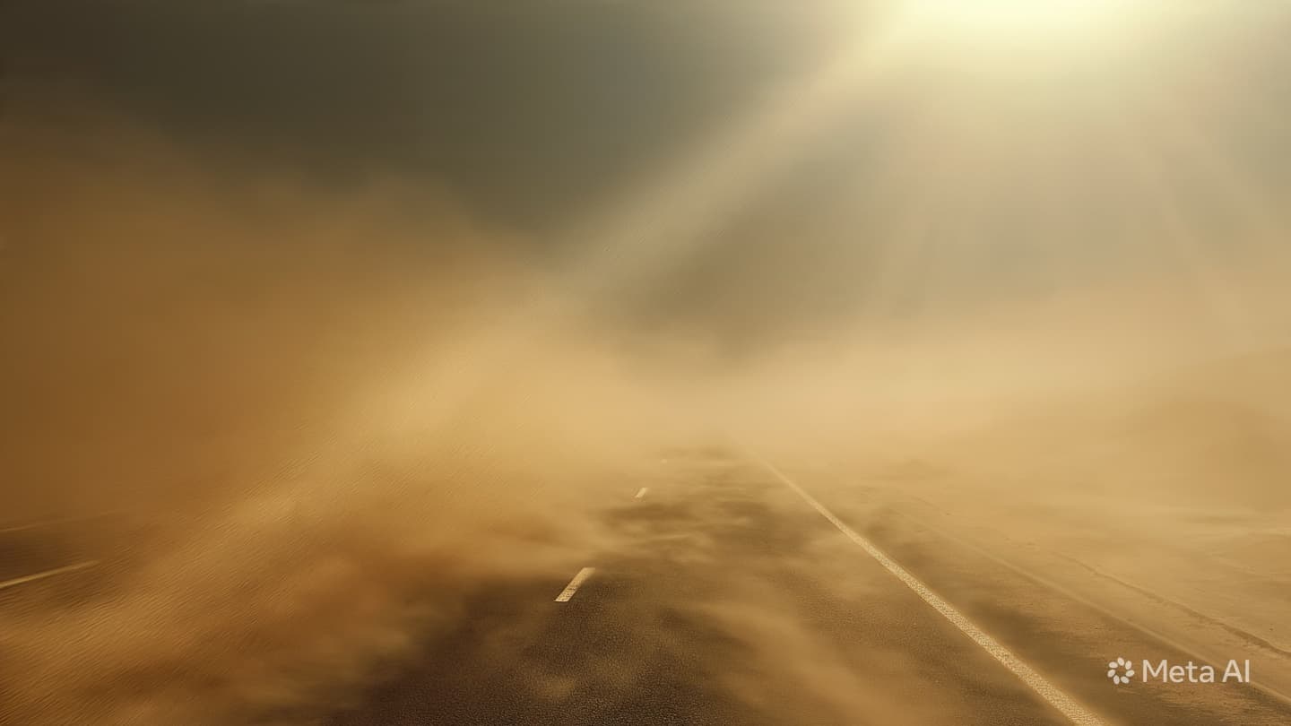 Between Sand and Sky: A Quiet Tragedy Unfolds Upon the Mecca-Medina Road in Haze Between Sand and Sky: A Quiet Tragedy Unfolds Upon the Mecca-Medina Road in Haze